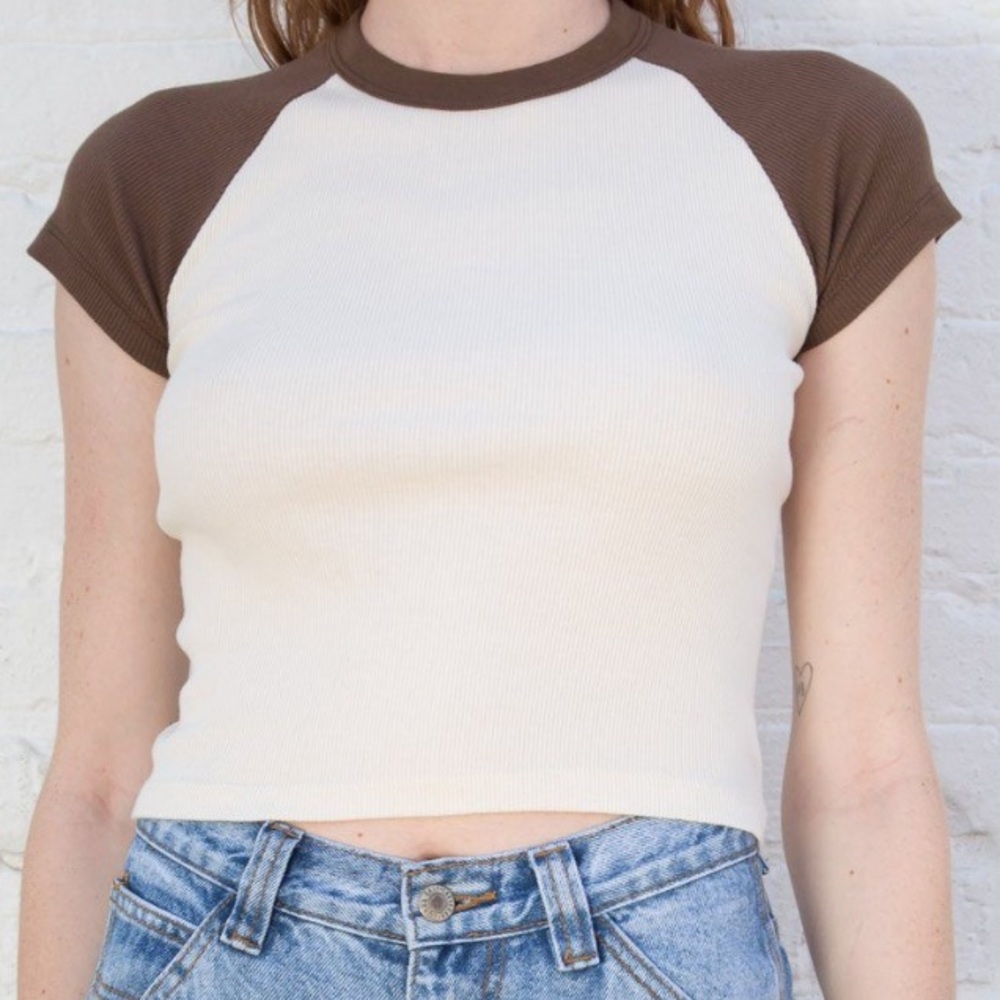 brandy melville brown and white bella top